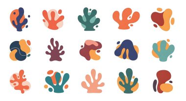 Çeşitli şekil ve şekillere sahip soyut vektör çizimleri. El çizimi karalama stili. Moda boho tarzı.