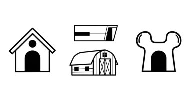 Beyaz arkaplan vektörü izole ögeler üzerinde 4 ev simgesi kümesi...