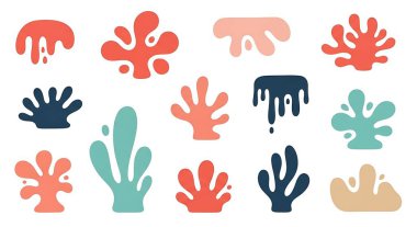 Yazdırma ve tasarım için çizilmiş vektör el ögeleri kümesi.