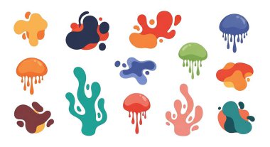 Soyut suluboya şekiller seti, el çizimi illüstrasyon