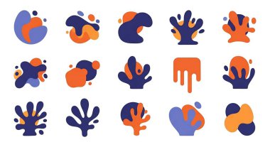 Farklı vektör soyut şekilleri kümesi.