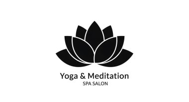 Lotus poz simgesi, siyah monokrom vektör işareti düzenlenebilir vuruşlar, düz illüstrasyon