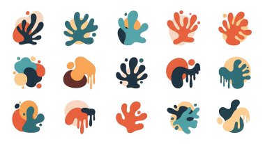 Bir dizi el çizimi soyut şekiller. vektör illüstrasyonu.