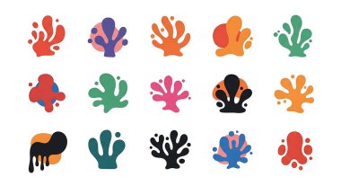 Renkli tropik bitkiler seti