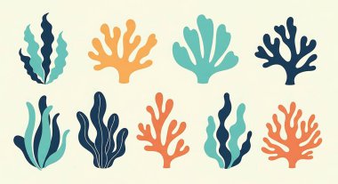 Bir dizi deniz unsuru. deniz yaşamı