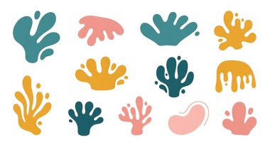 Soyut renkli el çizimleri karalama şekilleri seti