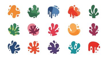 Farklı şekillere sahip renkli soyut vektör çizimleri kümesi.