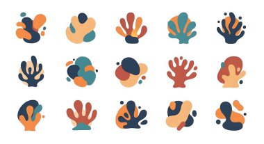 Tropikal bitki ve çiçeklerin düz simgeleri. vektör illüstrasyonu