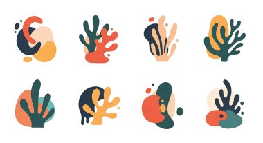 Bitkilerin el çizimi soyut vektör çizimleri.