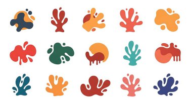 Tropikal yapraklı vektör soyut simgeleri kümesi