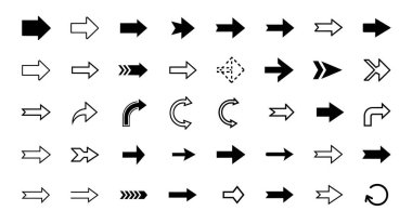 Ok hazır. Beyaz arkaplanda simgeler var. Ok simgesi. vektör illüstrasyonu.