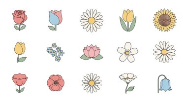 Bahar çiçekleri demeti ikon vektör illüstrasyon tasarımı
