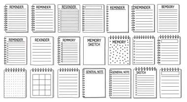 Takvim planlayıcısı elle çizilmiş karalama elemanları ile ayarlandı. Planlayıcı, planlayıcı, planlayıcı. vektör.