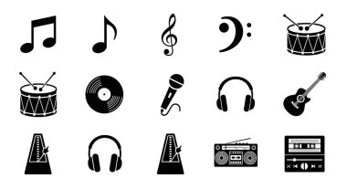 Müzik Icons set, anahat stili