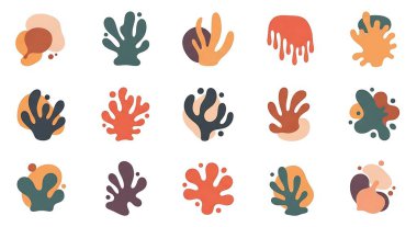 Renkli şekilli el çizimleri, İskandinav tarzı, baskı ve tasarım için İskandinav tarzı.