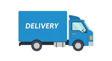 Mavi teslimat kamyonu, vektör düz çizim