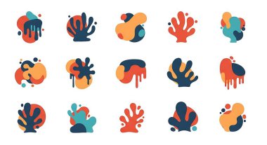 Renkli soyut el boyalı suluboya elementlerin vektör kümesi