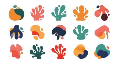 soyut renkli geometrik şekiller, tasarım için çizilmiş el çizimleri vektör kümesi.