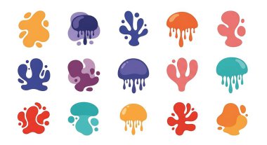 Bir dizi farklı renkli soyut elementler. vektör illüstrasyonu.