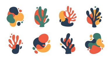 Soyut geometrik şekil ve şekillere sahip soyut vektör çizimleri