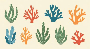 El çizimi vektör deniz yaşamı koleksiyonu