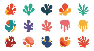 El çizimi soyut çiçek seti. vektör illüstrasyonu