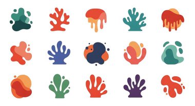 Deniz yaşamının farklı türlerinin vektör simgeleri