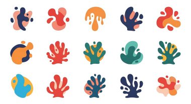 vektör düz deniz mercan simgeleri