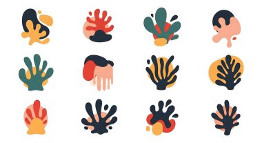 Soyut el çizimi karalama vektörü çizimleri kümesi.