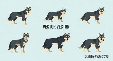 Köpek vektör illüstrasyonunu ayarla. düz renk biçimi.