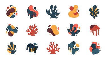 Bir grup deniz hayvanı ve deniz hayvanı. vektör