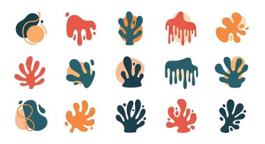 El yapımı deniz ve okyanus elementlerinin vektör kümesi, karalama tasarım elementleri.