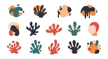 El çizimi vektör soyut renkli çizim çizimleri kümesi.