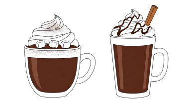 Kremalı ve çikolatalı kahve fincanı.