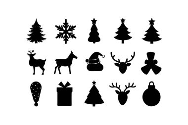 minimal noel siluet simgeleri