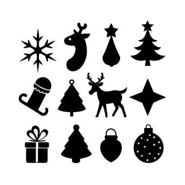 minimal noel siluet simgeleri