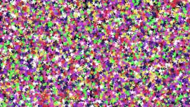 Animation abstraite de confettis sous forme d'étoiles colorées — Video