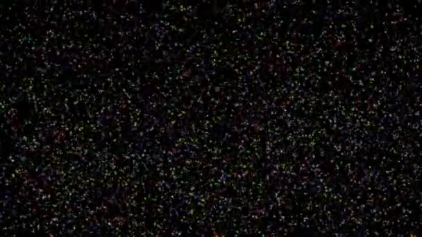 Animace z barevných částic na černém pozadí — Stock video