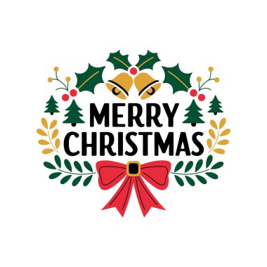 Mutlu noeller siluet logo vektör çizgisi sanat logosu tasarımı