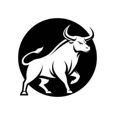 Boğa silueti logo vektör çizgisi sanat logosu tasarımı