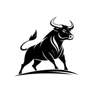 Boğa silueti logo vektör çizgisi sanat logosu tasarımı
