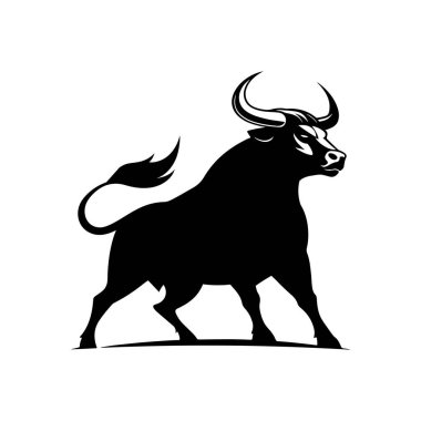 Boğa silueti logo vektör çizgisi sanat logosu tasarımı