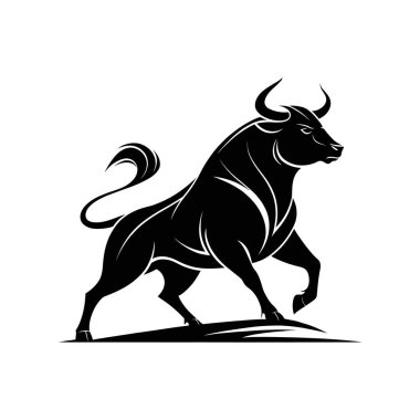 Boğa silueti logo vektör çizgisi sanat logosu tasarımı