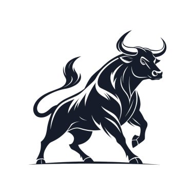 Boğa silueti logo vektör çizgisi sanat logosu tasarımı