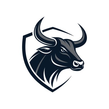 Boğa silueti logo vektör çizgisi sanat logosu tasarımı