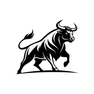 Boğa silueti logo vektör çizgisi sanat logosu tasarımı