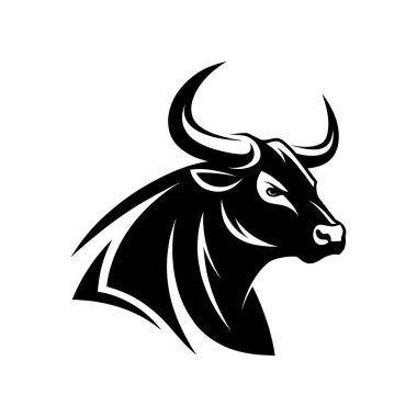 Boğa silueti logo vektör çizgisi sanat logosu tasarımı