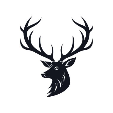 Geyik boynuzları siluet logo vektör çizgisi sanat logosu tasarımı