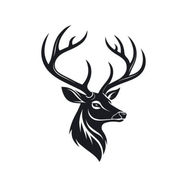 Geyik boynuzları siluet logo vektör çizgisi sanat logosu tasarımı