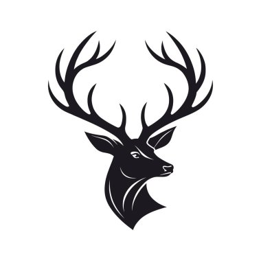 Geyik boynuzları siluet logo vektör çizgisi sanat logosu tasarımı